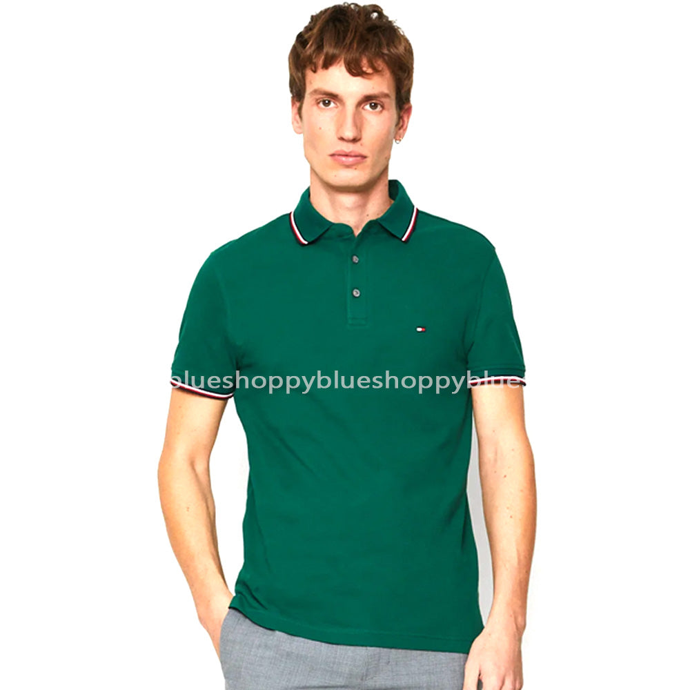 TH  SMALL FLAG SIGNATURE POLO SHIRT-GREEN