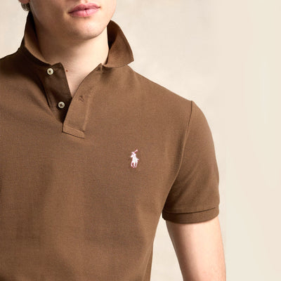 POLO RL Custom Slim Fit Mesh Polo Shirt-brown