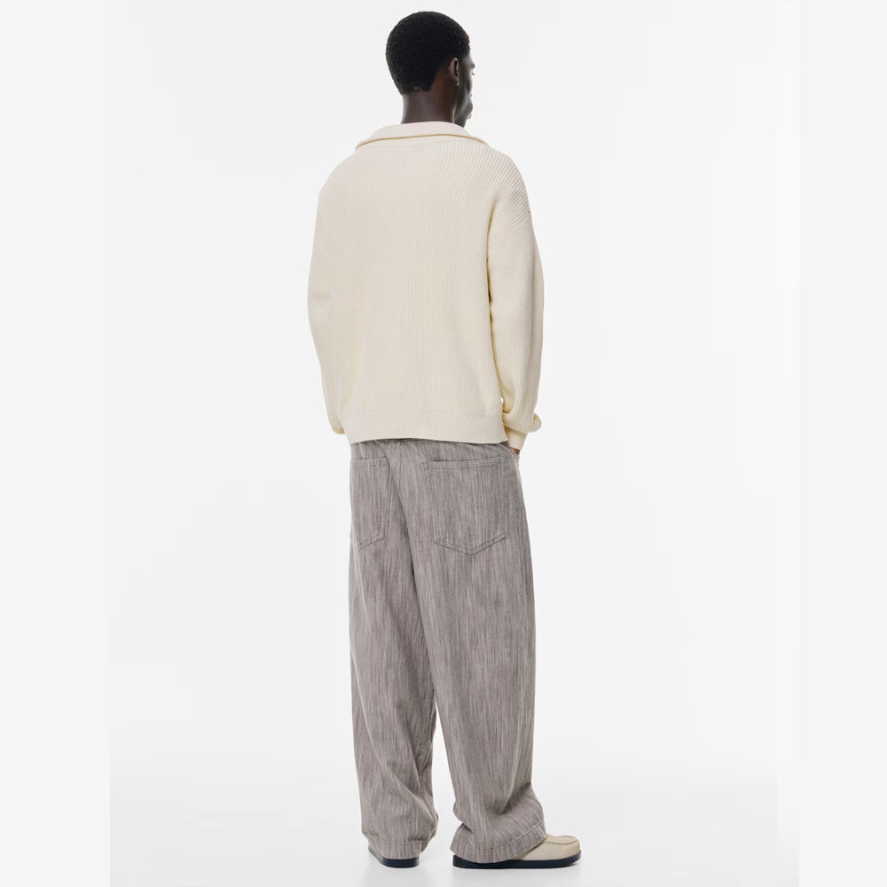 P&B  RIBBED KNIT SWEATER-WHITE