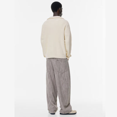 P&B  RIBBED KNIT SWEATER-WHITE