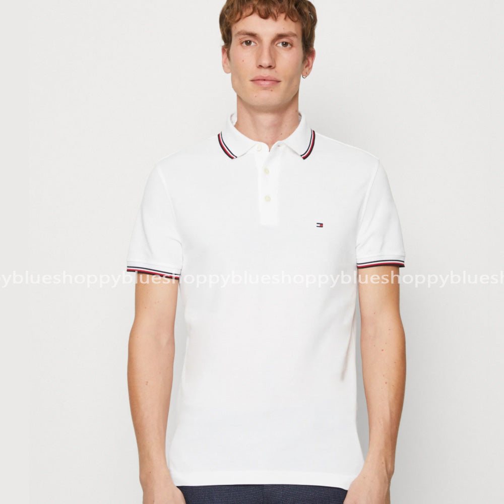 TH  SMALL FLAG SIGNATURE POLO SHIRT-WHITE