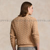 RL CABLE KNIT COTTON SWEATER-camel