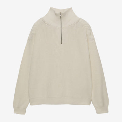 P&B  RIBBED KNIT SWEATER-WHITE