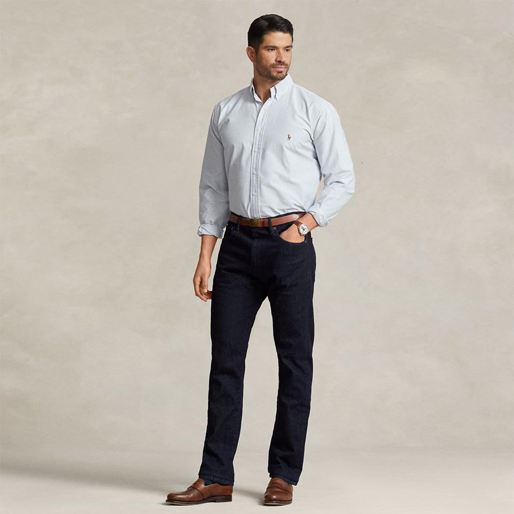 POLO RL FLEX STRIPTED BUTTON DOWN SLIM FIT SHIRT-SKY BLUE