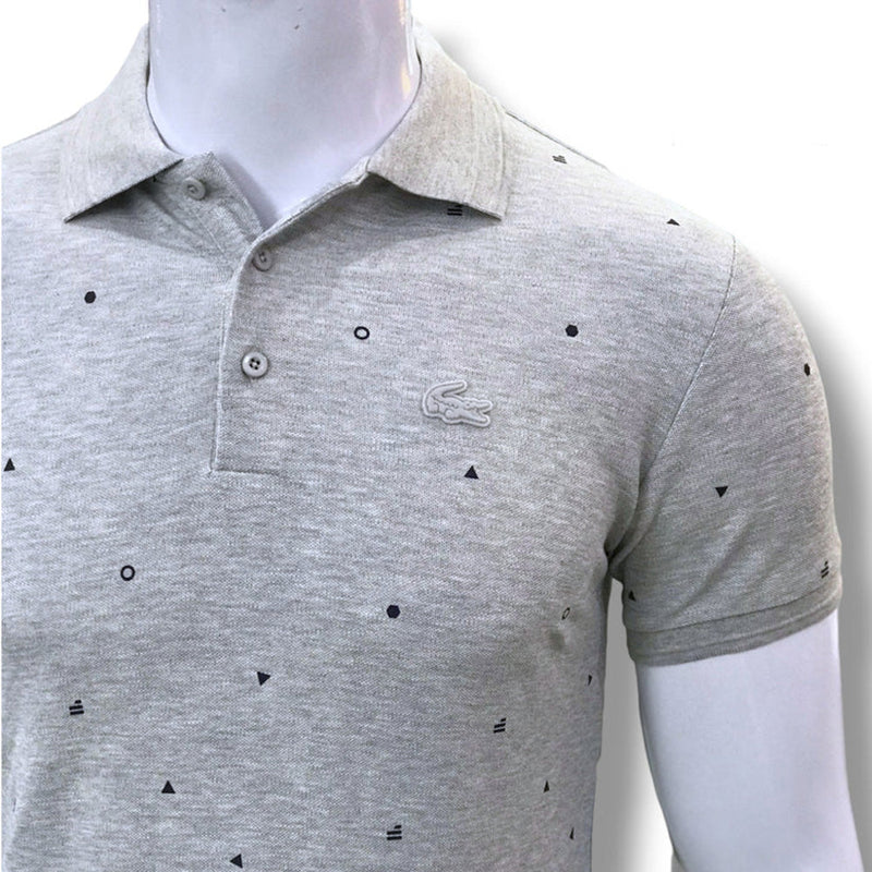 Lac Men's Slim Fit Graphic Polo GREY MARL