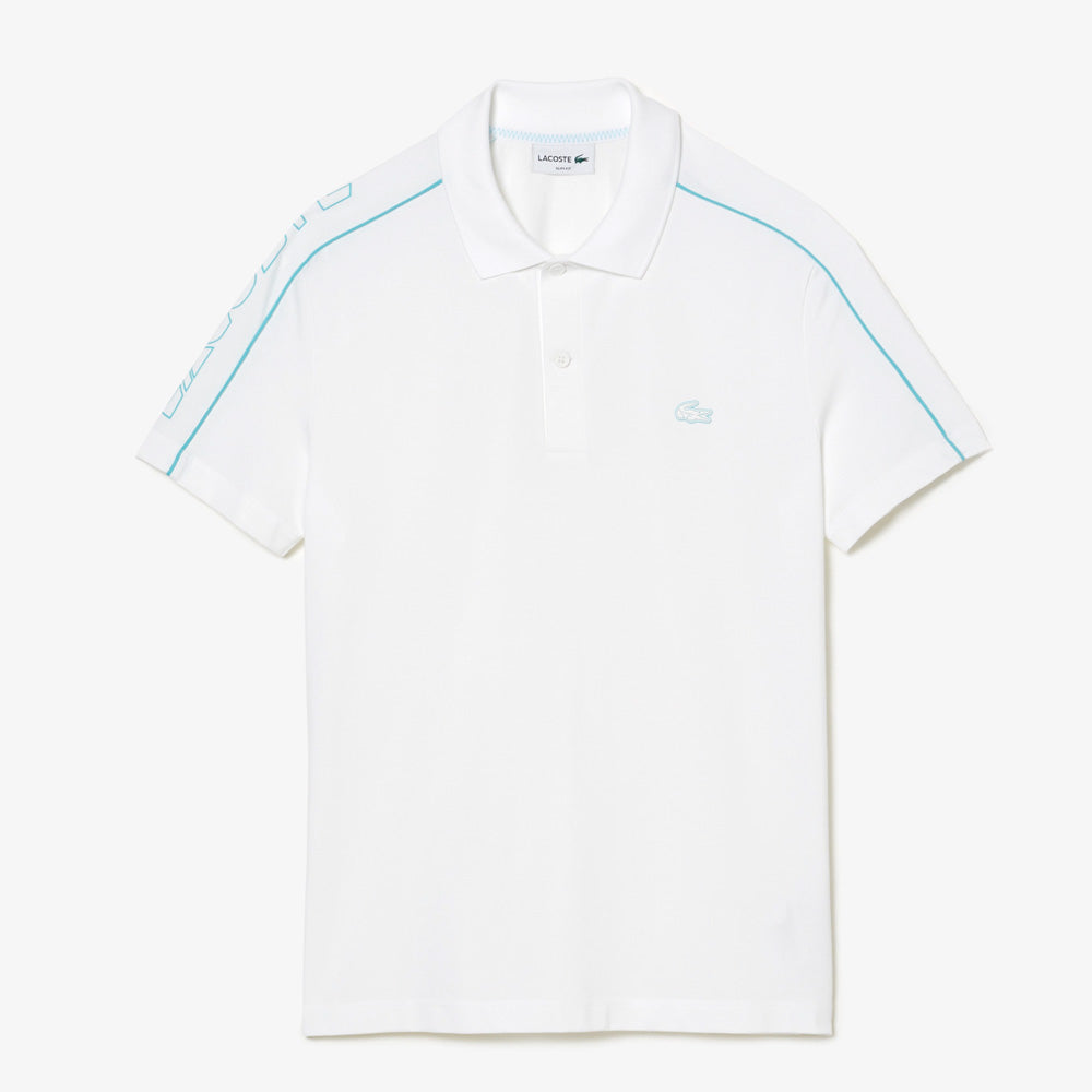 LAC Men's Slim Fit Tech Piqué Movement Polo-WHITE