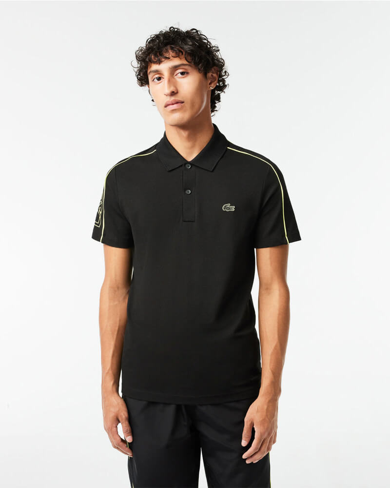 LAC Men's Slim Fit Tech Piqué Movement Polo-BLACK