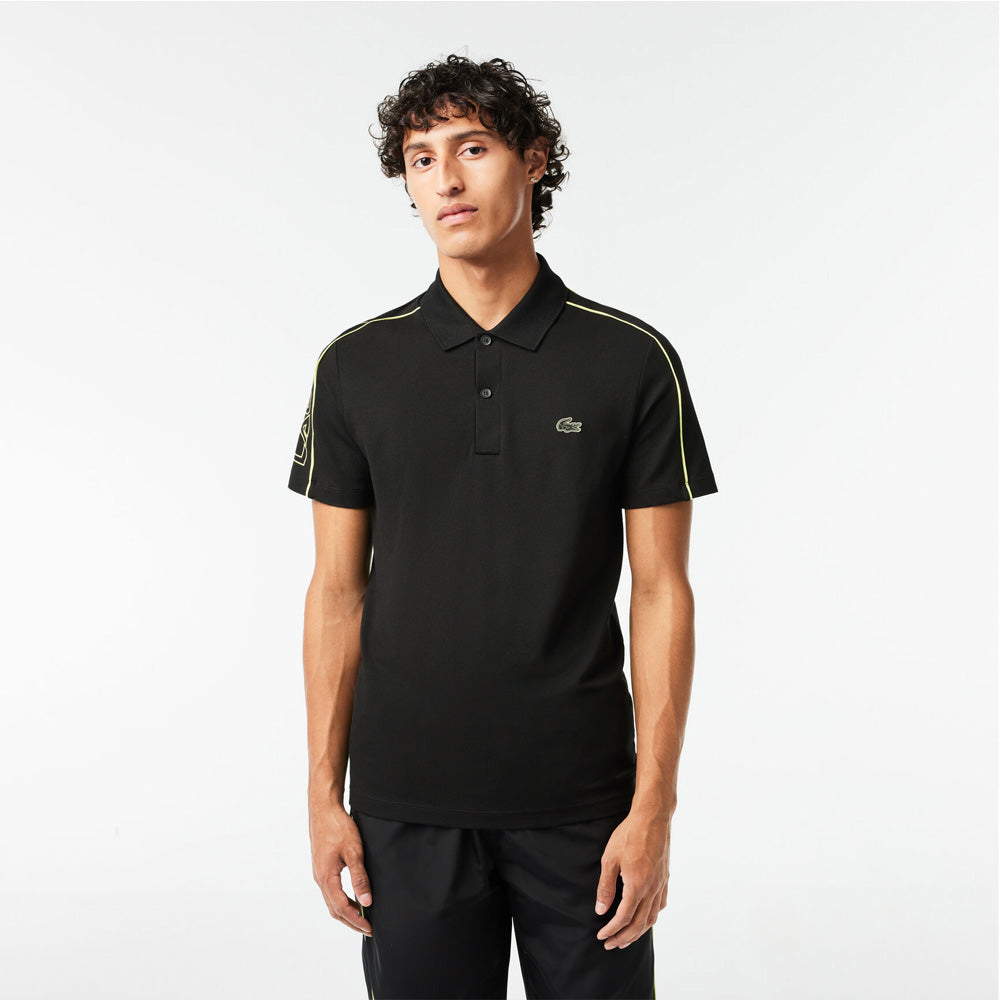 LAC Men's Slim Fit Tech Piqué Movement Polo-BLACK