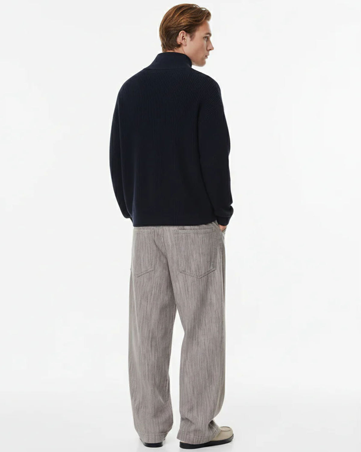 P&B  RIBBED KNIT SWEATER-NAVY