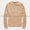 RL CABLE KNIT COTTON SWEATER-camel