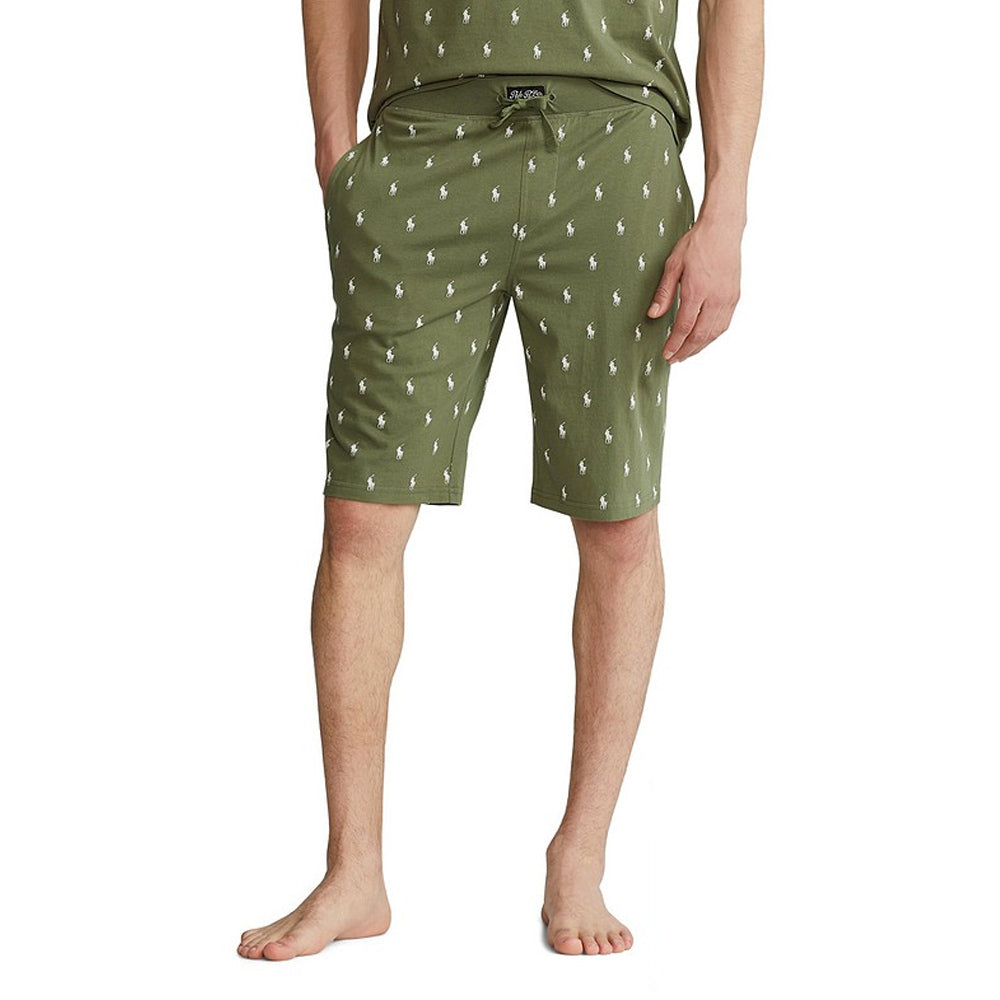 RL Terry all over pony logo Shorts-OLIVE