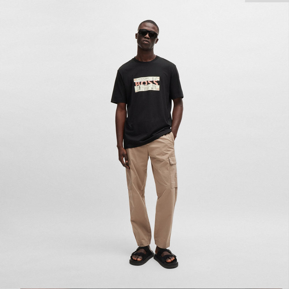 BOSS Regular-fit T-shirt in cotton with seasonal artwork