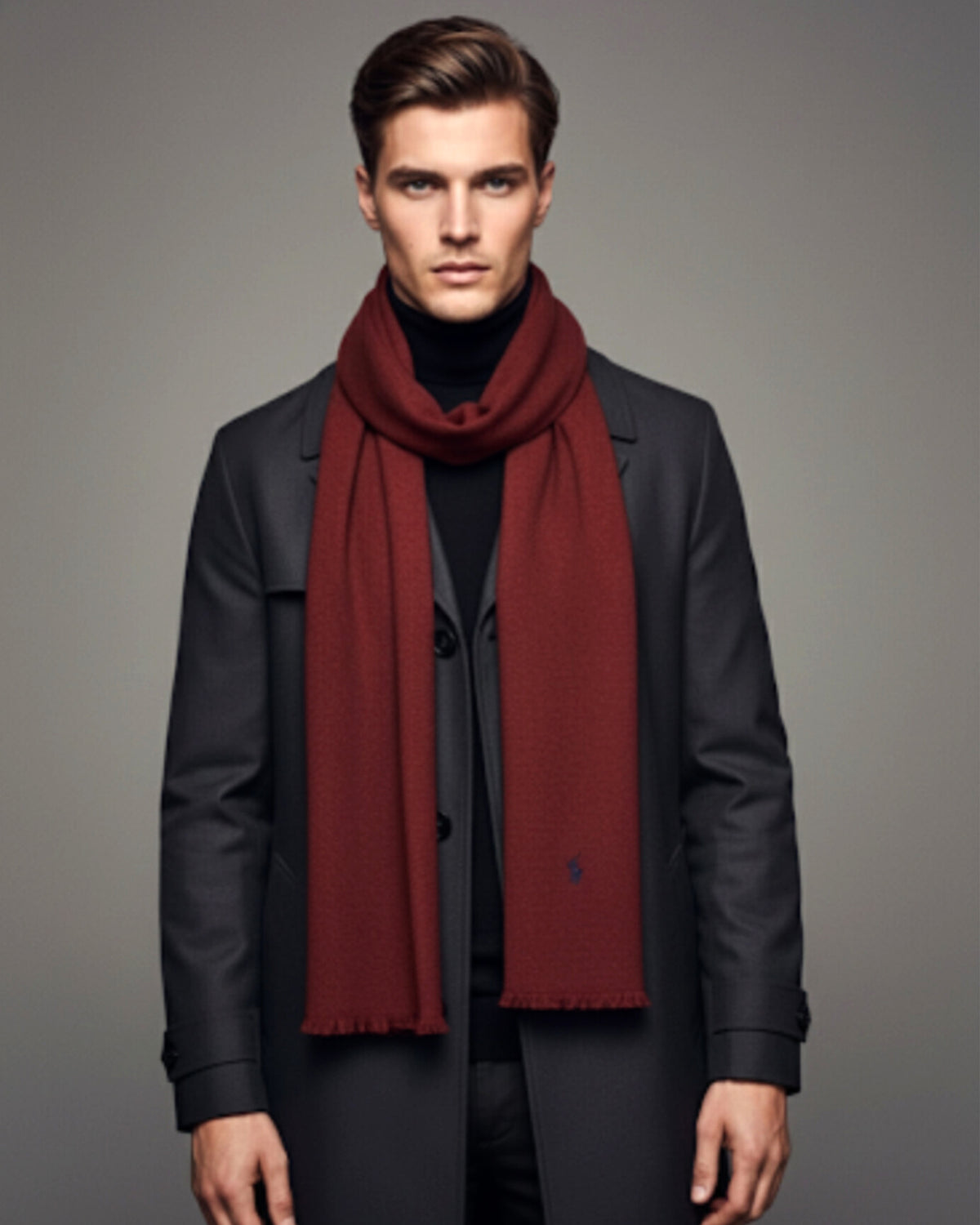 RL Merino Wool maroon scarf