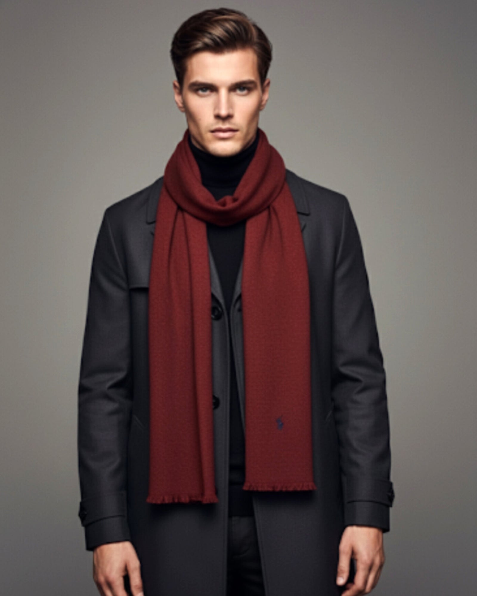 RL Merino Wool maroon scarf