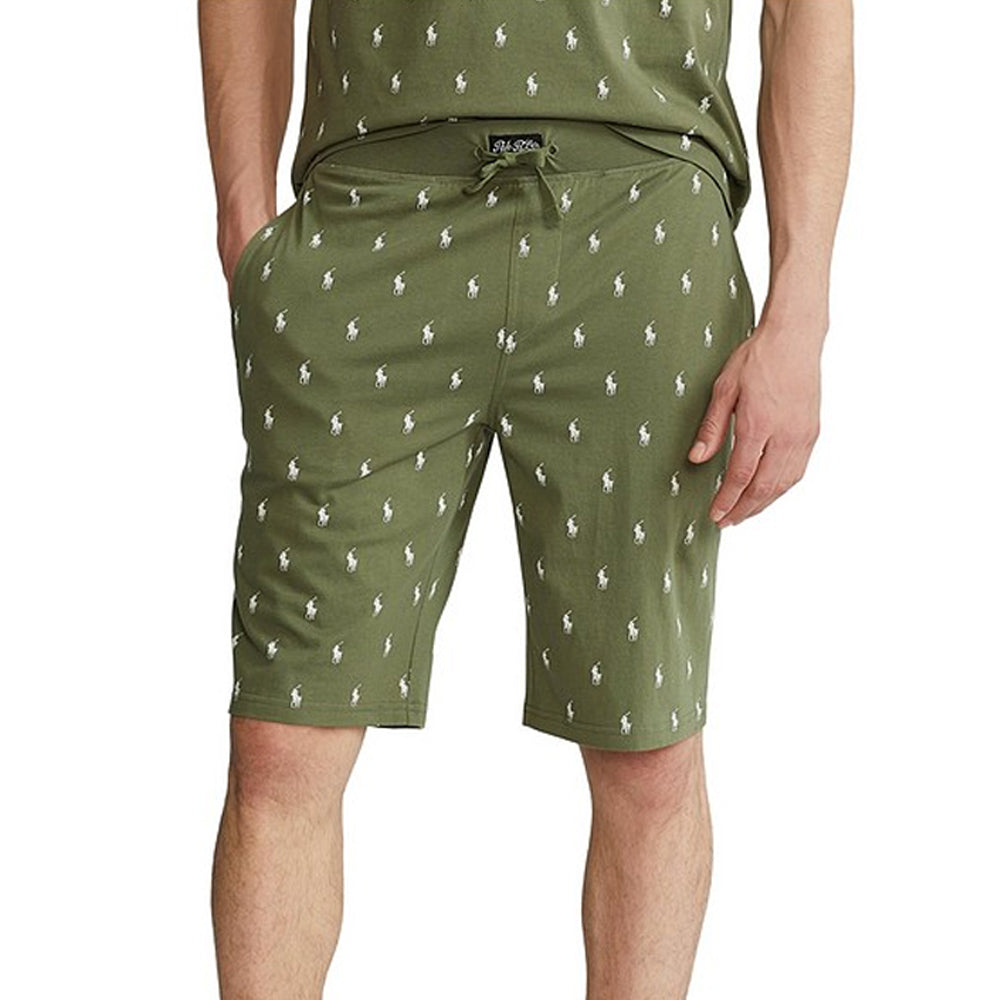 RL Terry all over pony logo Shorts-OLIVE