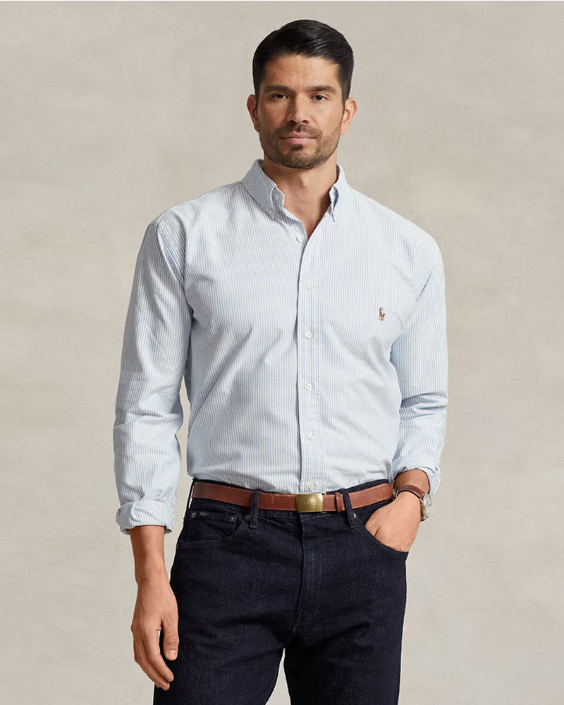 POLO RL FLEX STRIPTED BUTTON DOWN SLIM FIT SHIRT-SKY BLUE