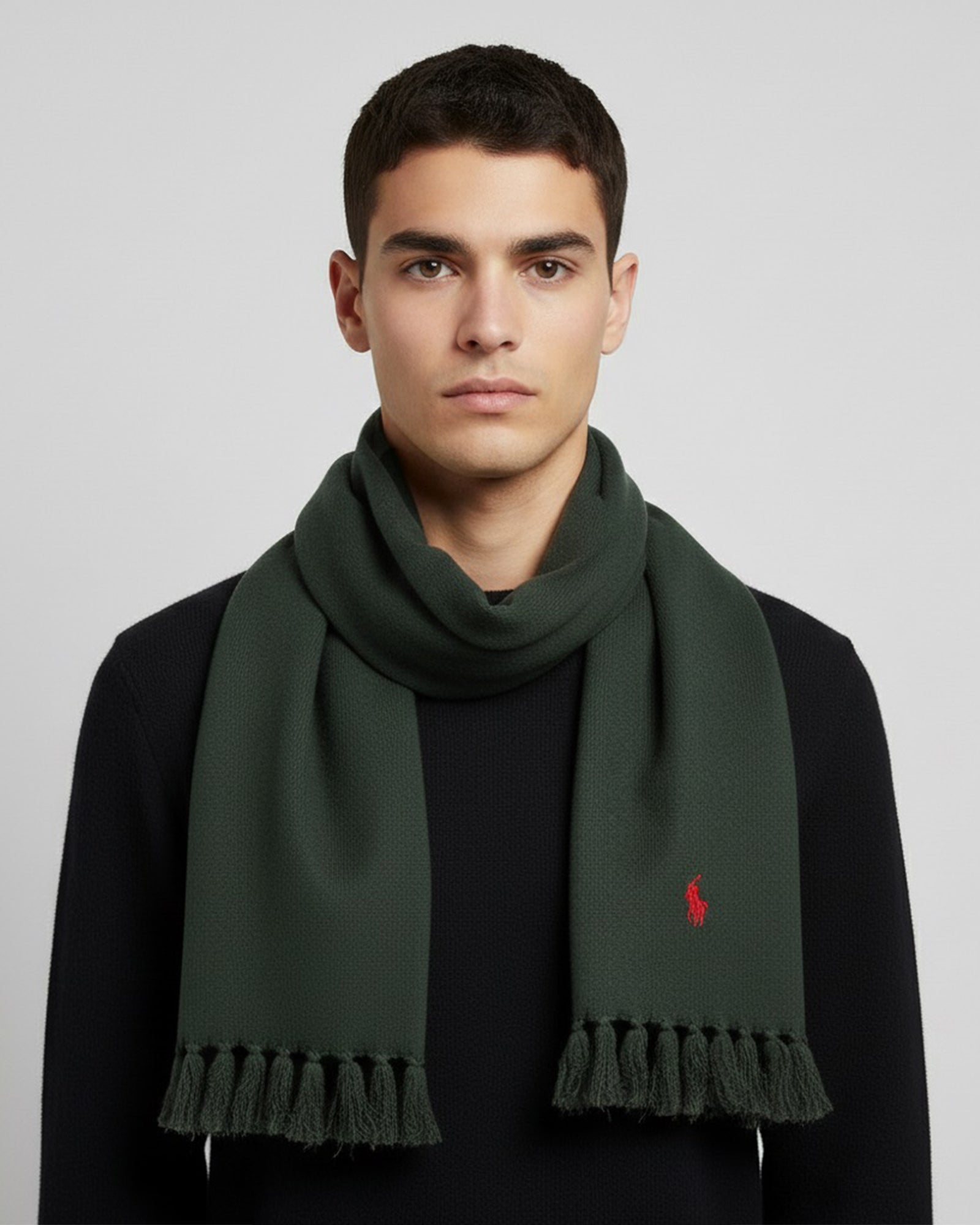 RL BLENDED WOOL  SCARF-GREEN