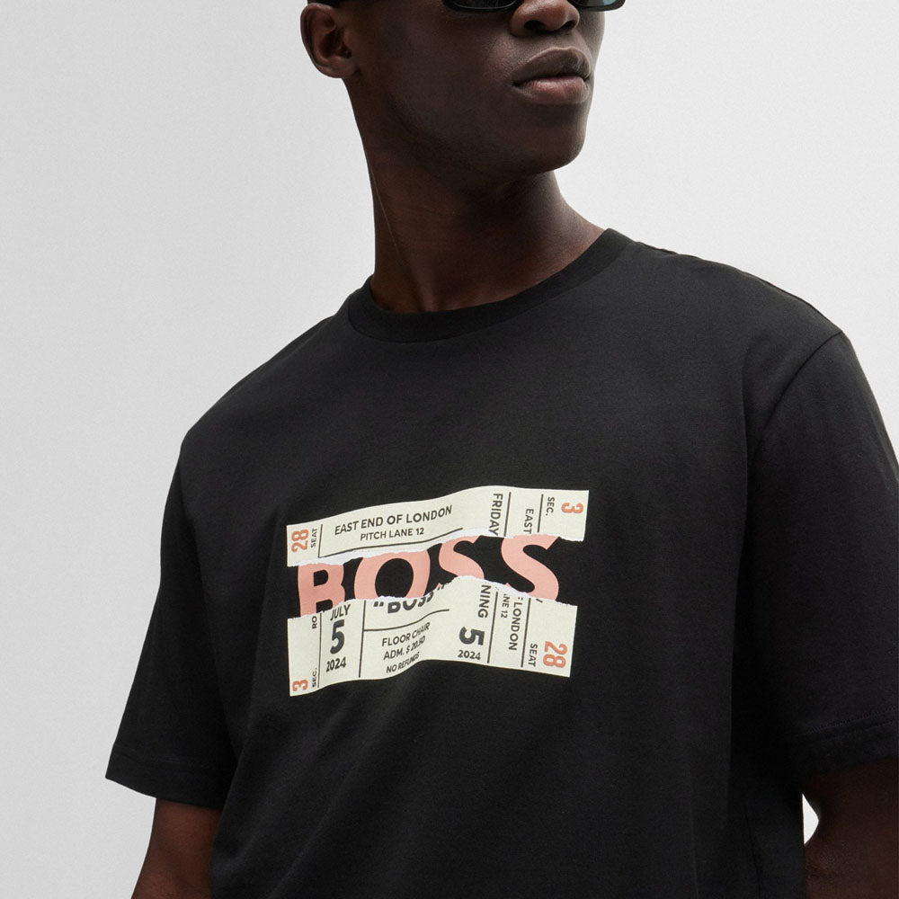 BOSS Regular-fit T-shirt in cotton with seasonal artwork