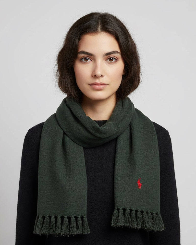RL BLENDED WOOL  SCARF-GREEN