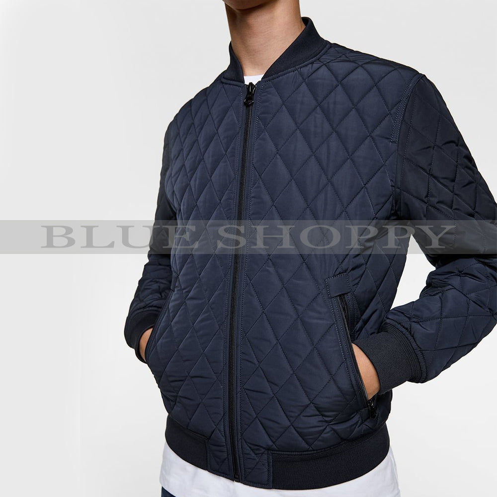 ZR  QUILTED NAVY BOMBER JACKET