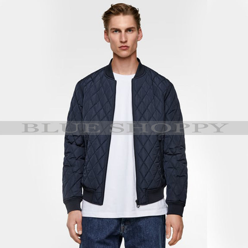 ZR  QUILTED NAVY BOMBER JACKET