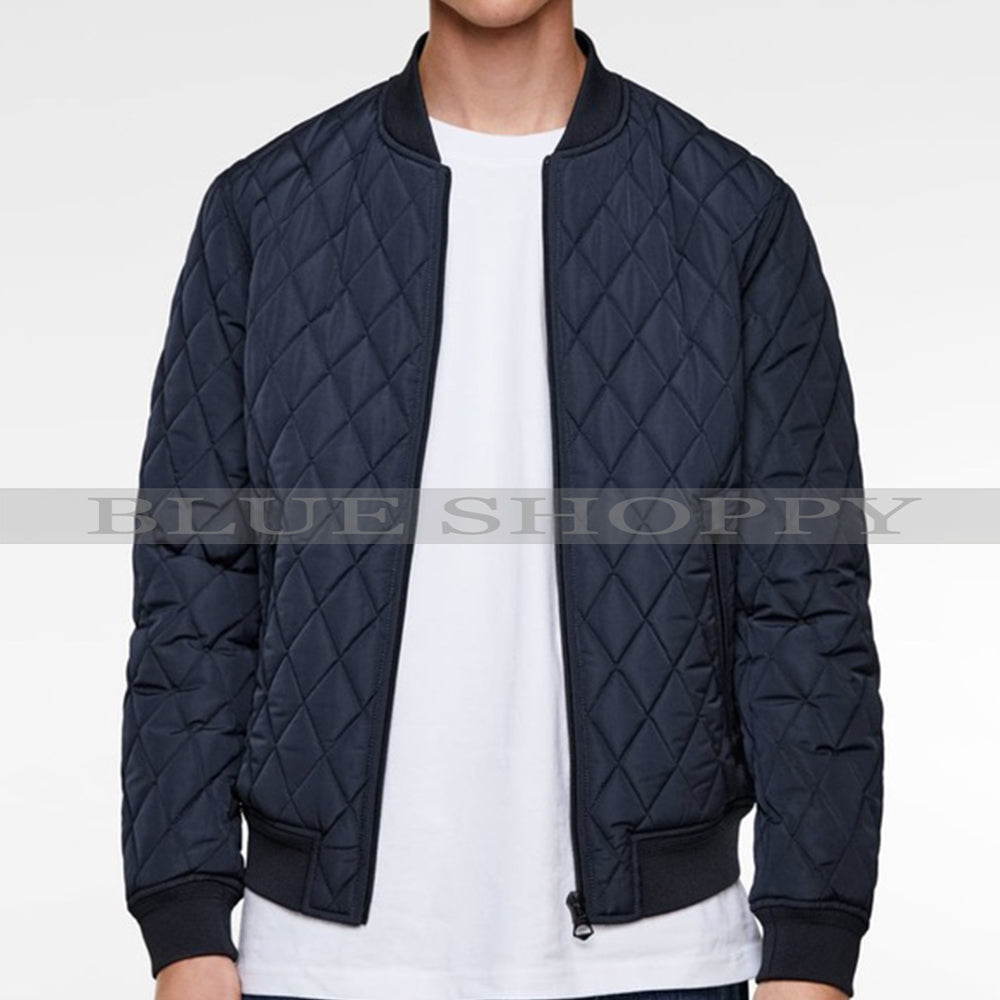 ZR  QUILTED NAVY BOMBER JACKET