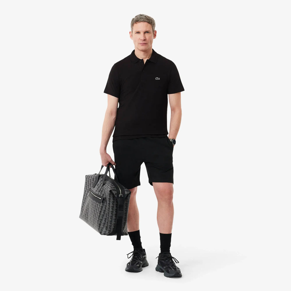 LAC MEN'S SLIM FIT POLO SHIRT-BLACK