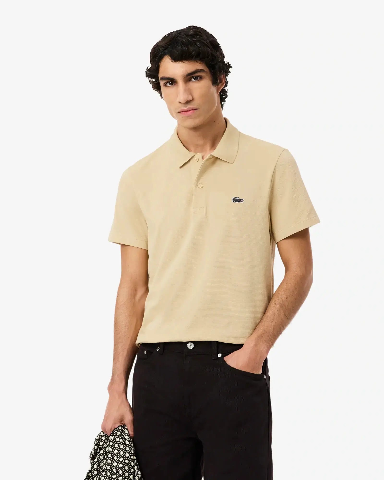 LAC MEN'S  SLIM FIT POLO SHIRT-BEIGE