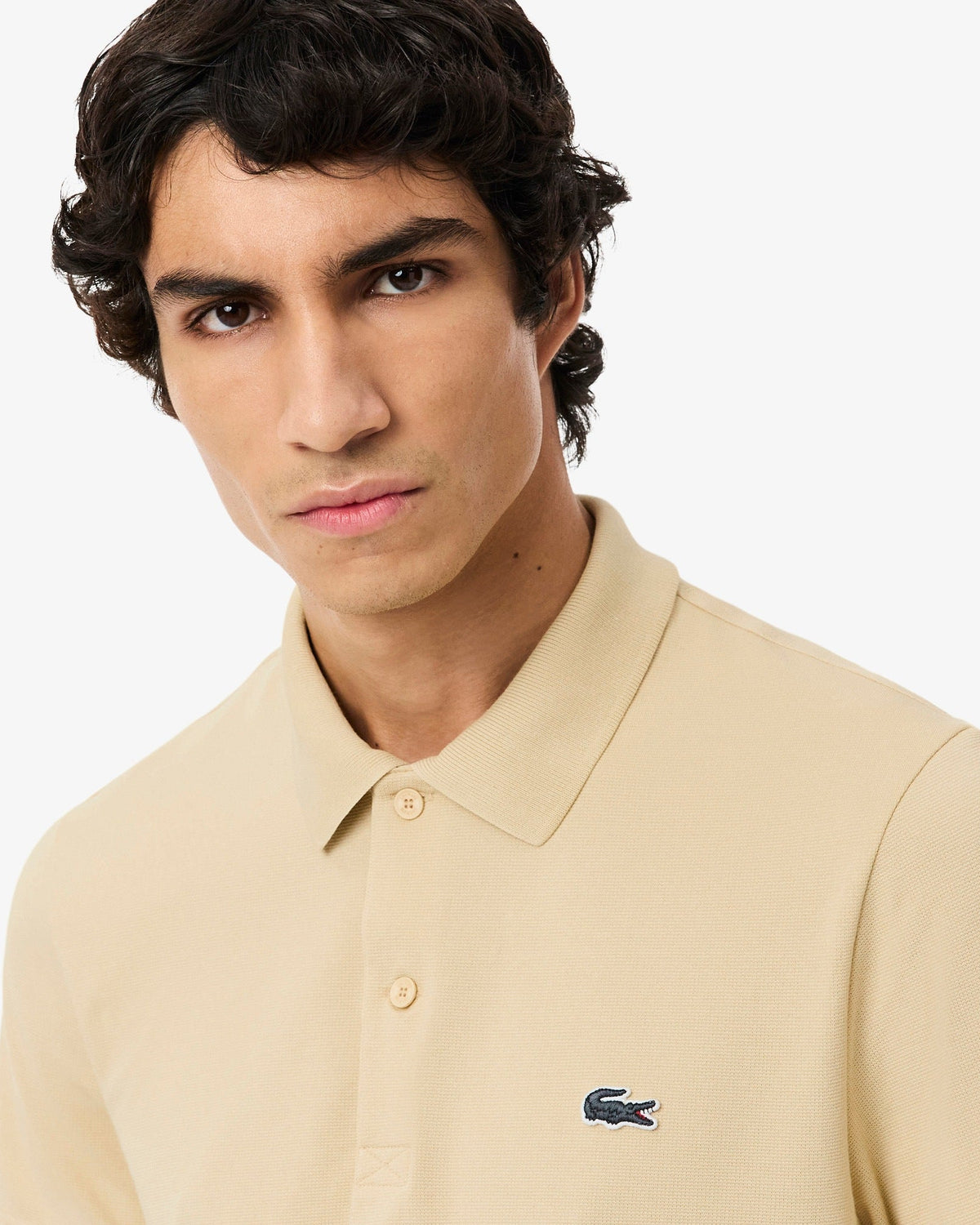 LAC MEN'S  SLIM FIT POLO SHIRT-BEIGE
