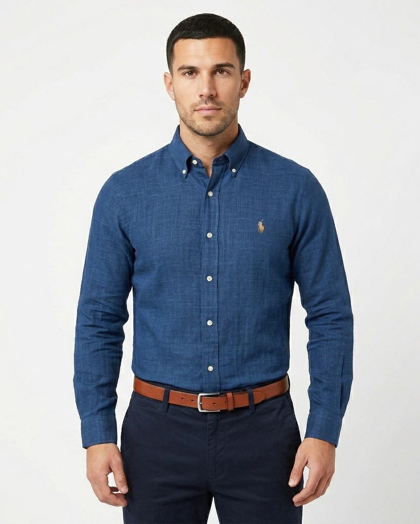POLO RL OXFORD BUTTON DOWN SLIM FIT SHIRT-NAVY