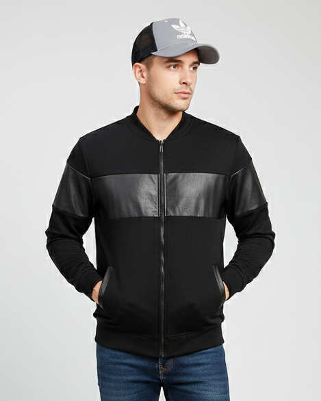 ZELG FLEES AND FAUX LEATHER BOMBAR JACKET