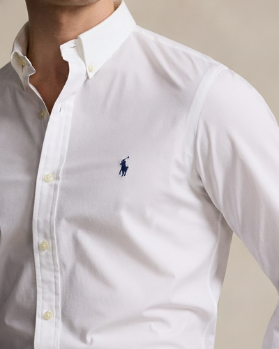 POLO RL BUTTON DOWN COSTUM FIT COTTON SHIRT-WHITE