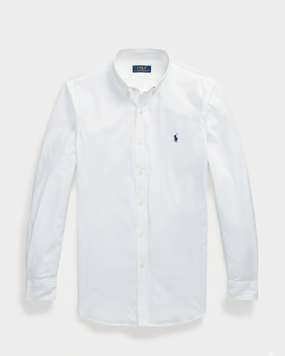 POLO RL BUTTON DOWN COSTUM FIT COTTON SHIRT-WHITE