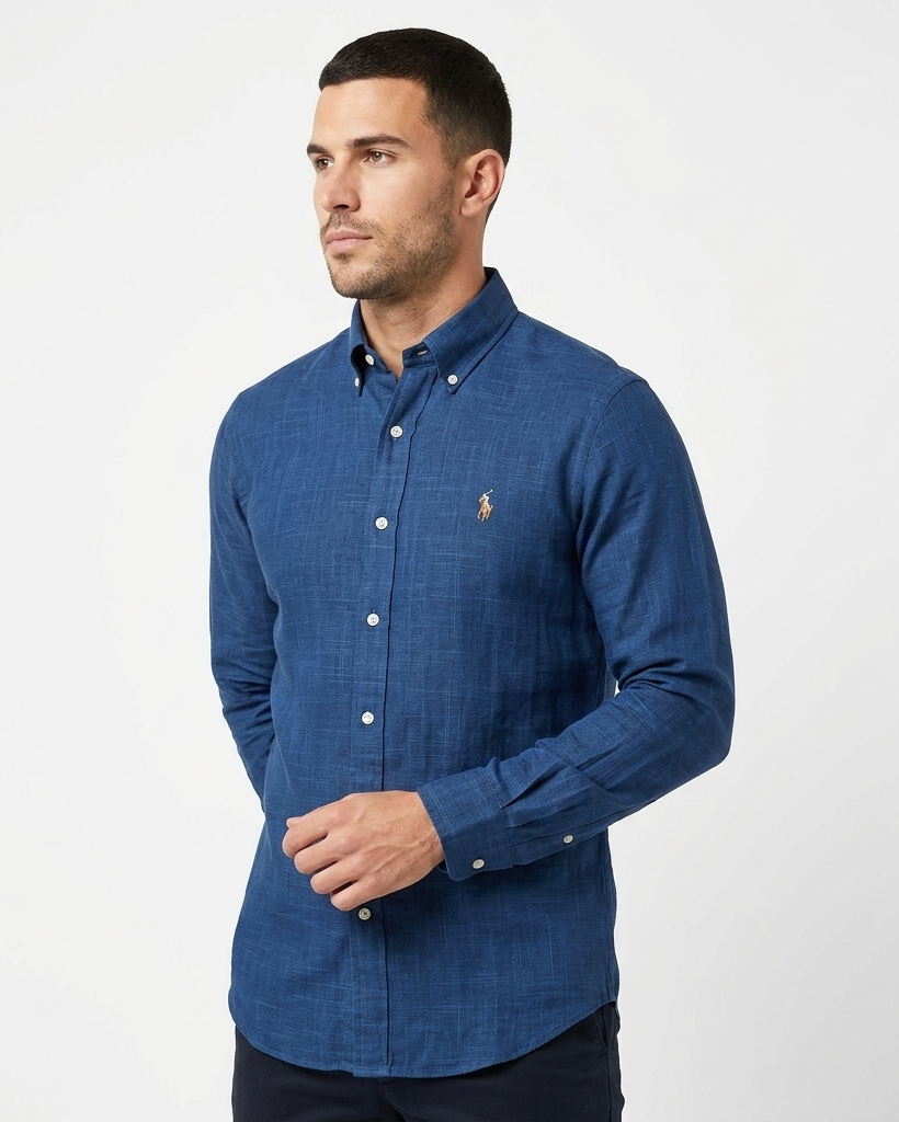POLO RL OXFORD BUTTON DOWN SLIM FIT SHIRT-NAVY