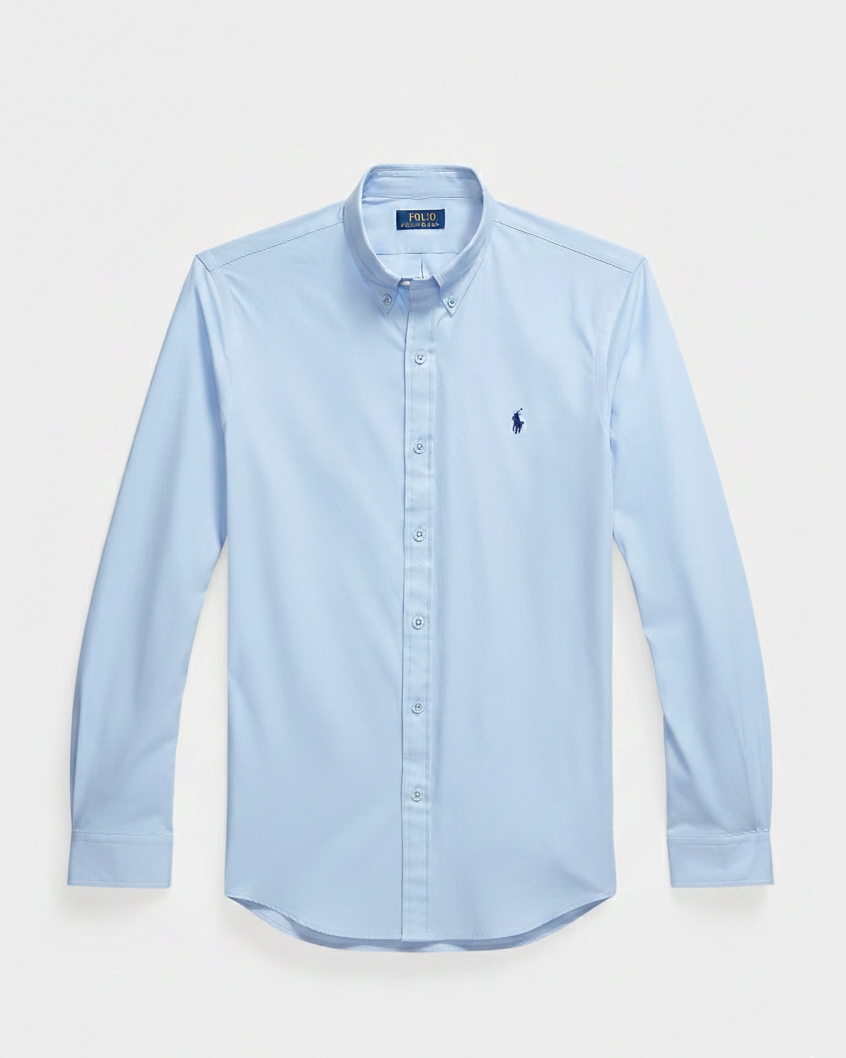 POLO RL BUTTON DOWN COSTUM FIT COTTON SHIRT-SKY BLUE