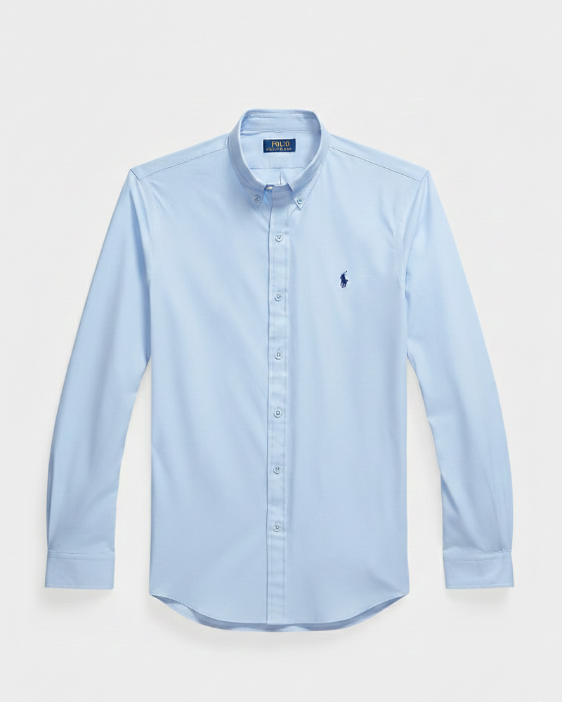 POLO RL BUTTON DOWN COSTUM FIT COTTON SHIRT-SKY BLUE