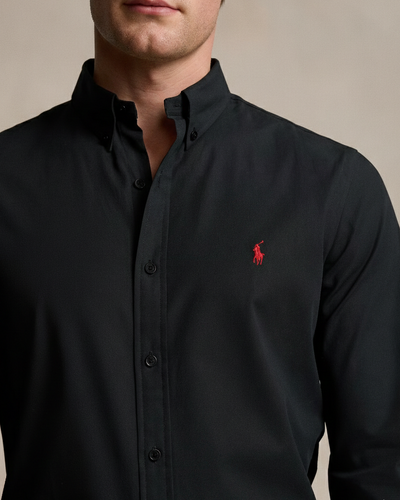 POLO RL BUTTON DOWN COSTUM FIT COTTON SHIRT-BLACK