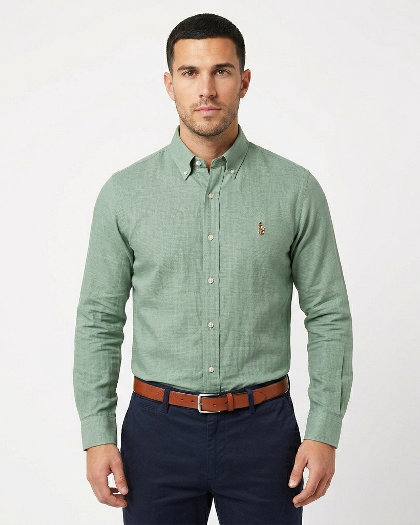 POLO RL OXFORD BUTTON DOWN SLIM FIT SHIRT-EMERALD GREEN