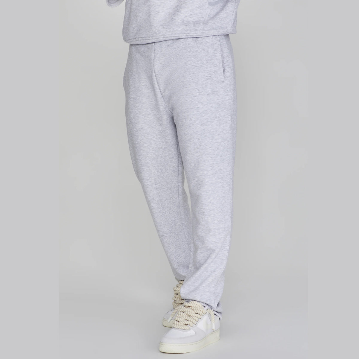 ZR GREY MARL OPEN BOTTOM FLEES SWEATPANTS