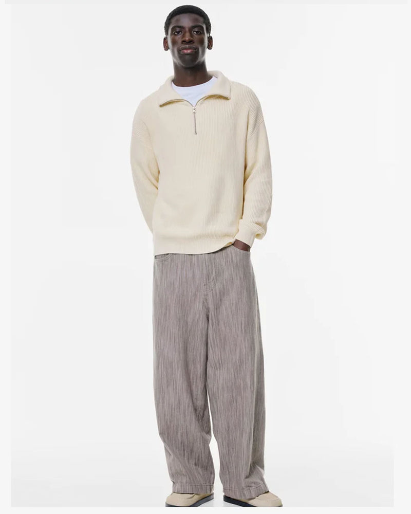 P&B  RIBBED KNIT SWEATER-WHITE