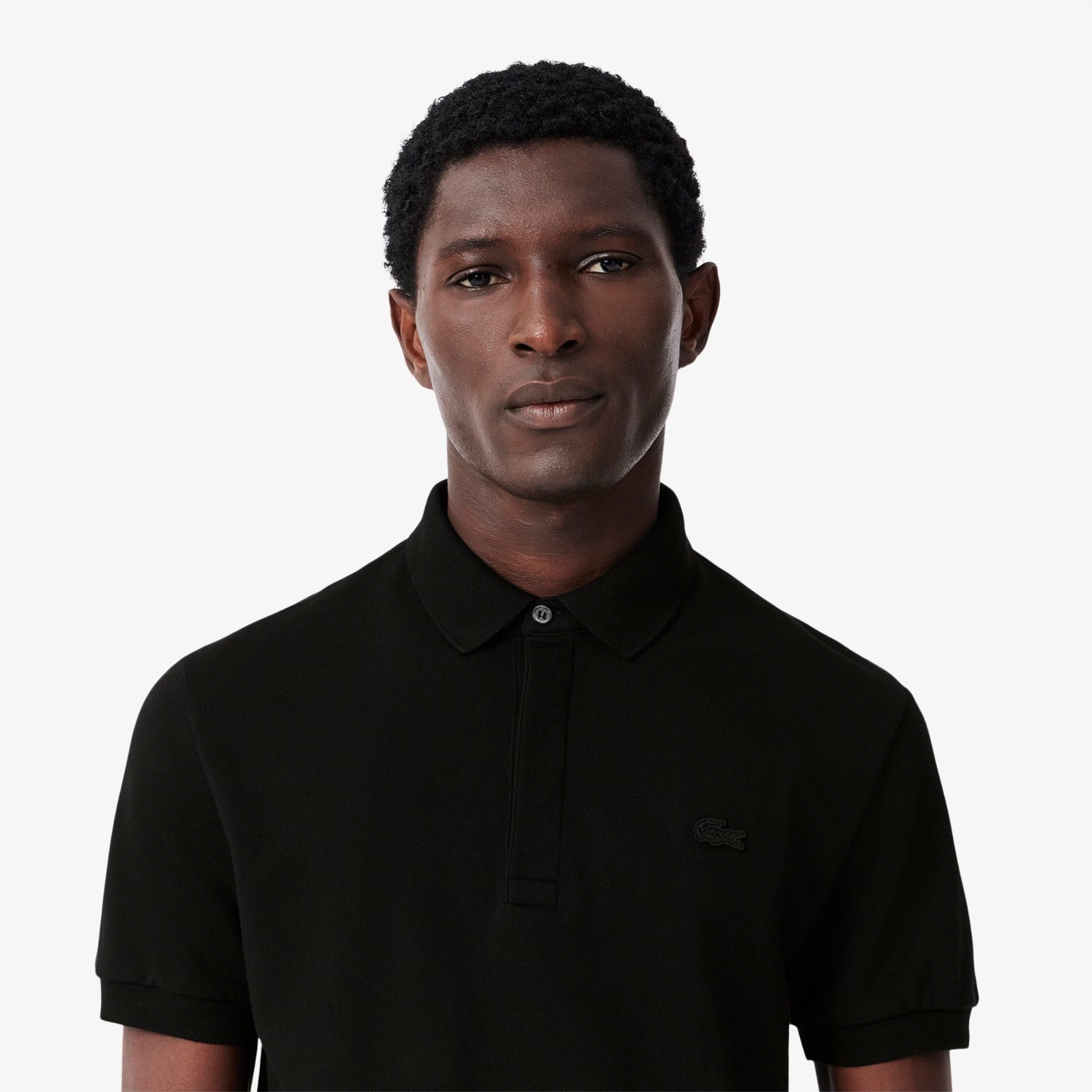 LAC SLIM FIT PARIS STRETCH PIQUE POLO SHIRT -BLACK