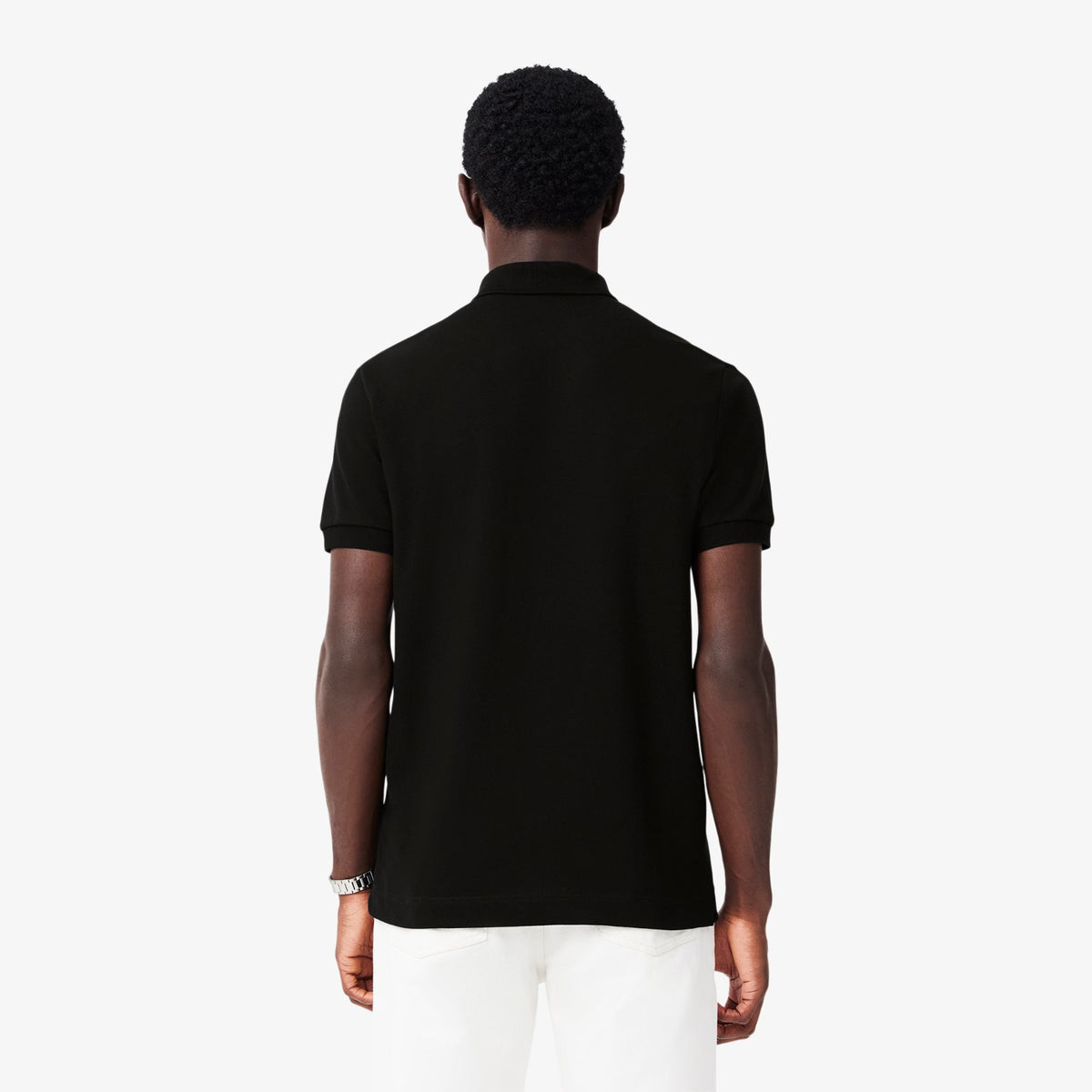 LAC SLIM FIT PARIS STRETCH PIQUE POLO SHIRT -BLACK