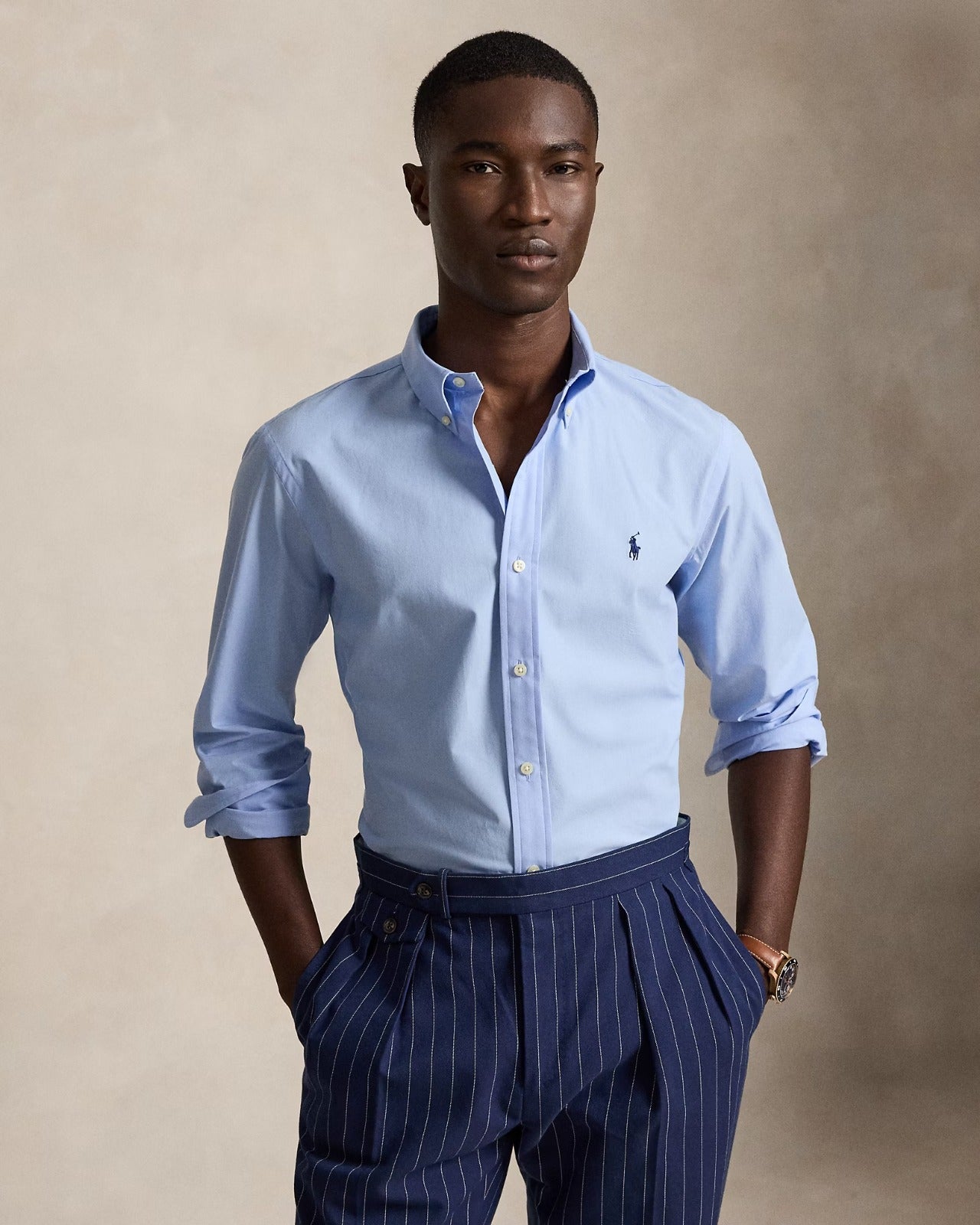 POLO RL BUTTON DOWN REGULAR FIT COTTON SHIRT-SKY BLUE