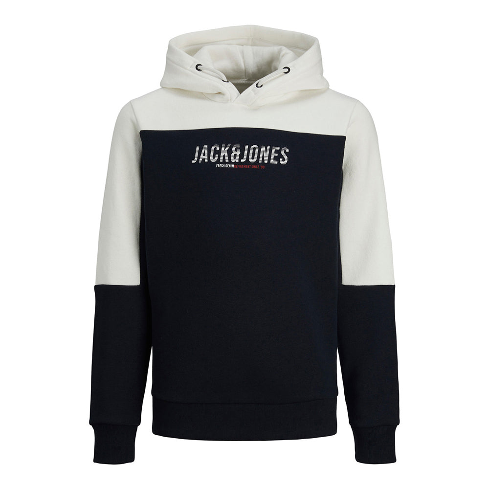 J&J  Block Overhead Hoodie - WHITE NAVY