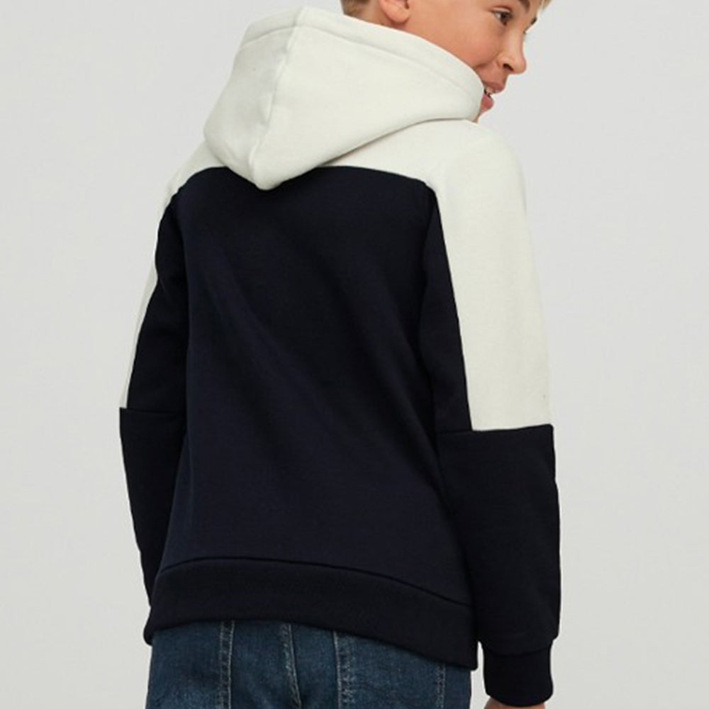 J&J  Block Overhead Hoodie - WHITE NAVY