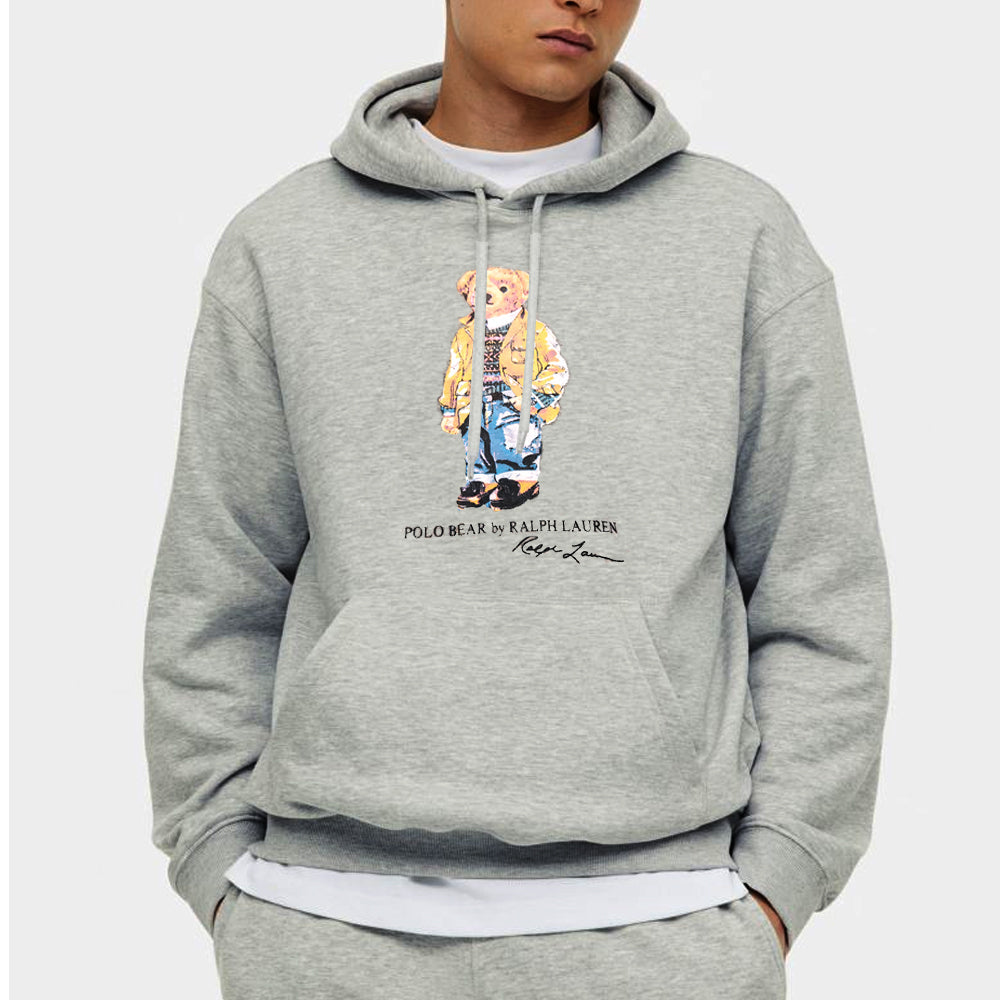 RL PREMIUM BEAR HOODIE-GREY