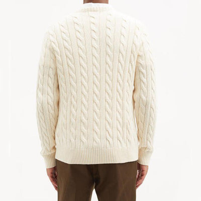 RL CABLE KNIT COTTON SWEATER-OFF WHITE