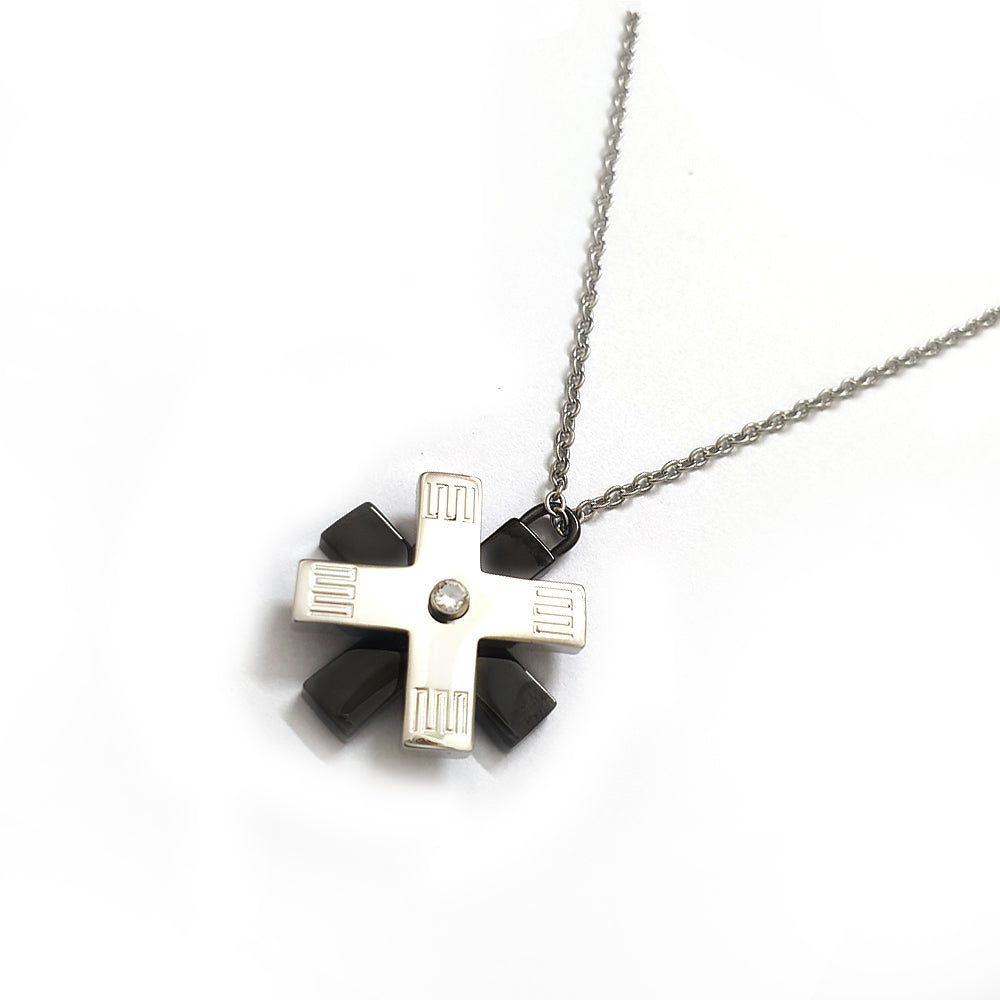 Two Cross Pendant Necklace 714