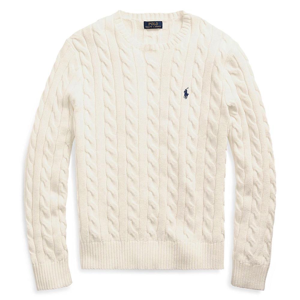 RL CABLE KNIT COTTON SWEATER-OFF WHITE