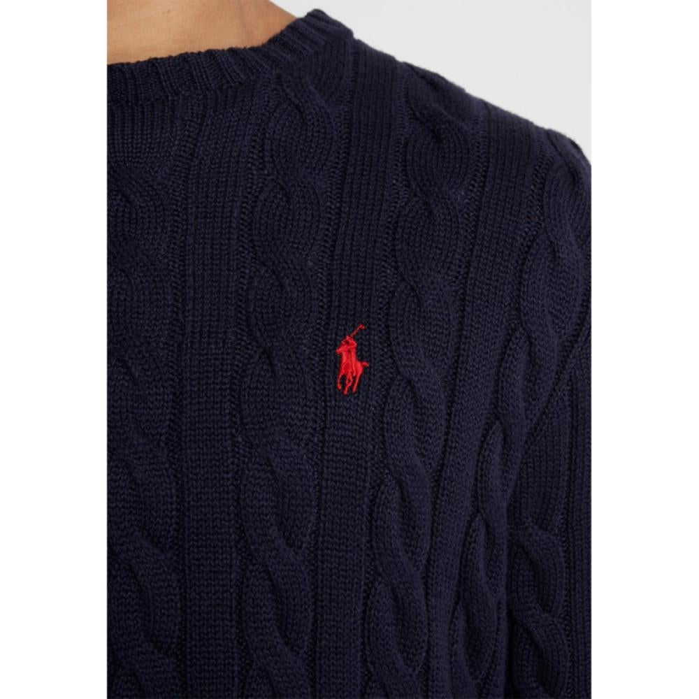 RL CABLE KNIT COTTON NAVY SWEATER